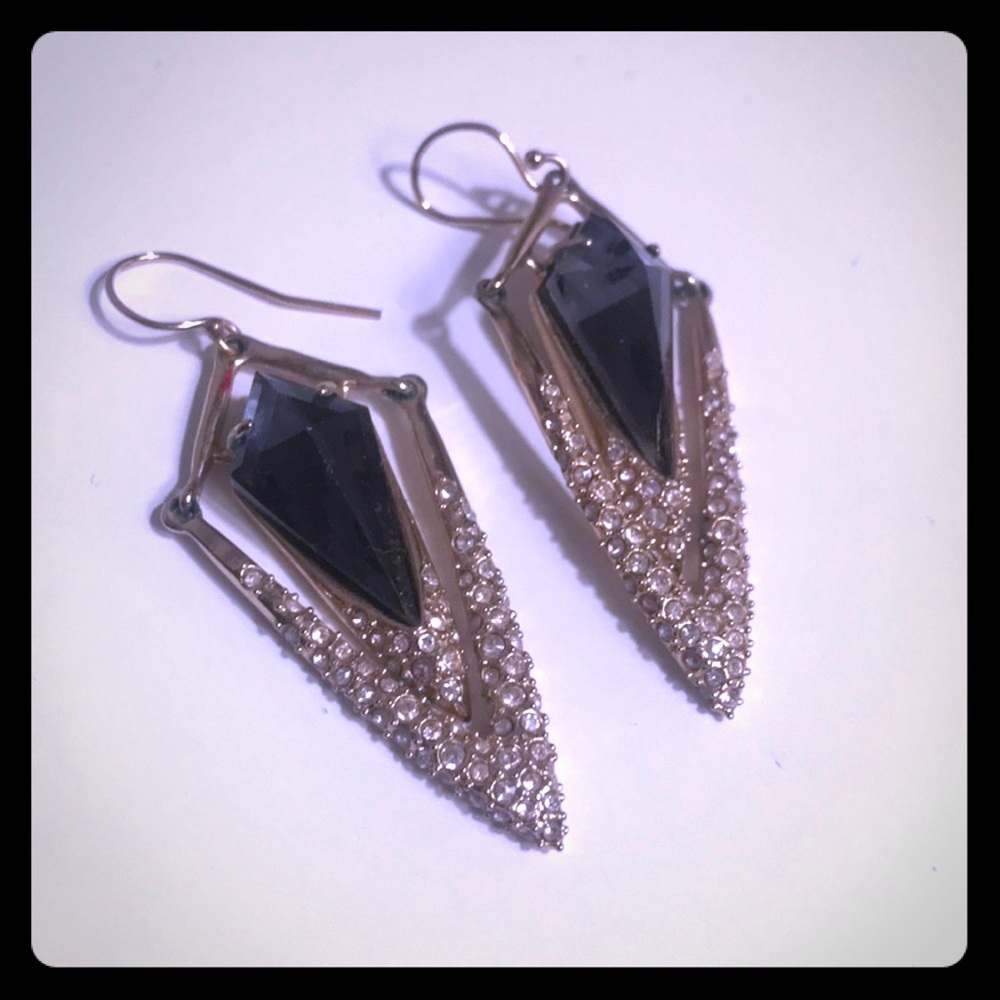 Gold and Green Diamond shape earrings